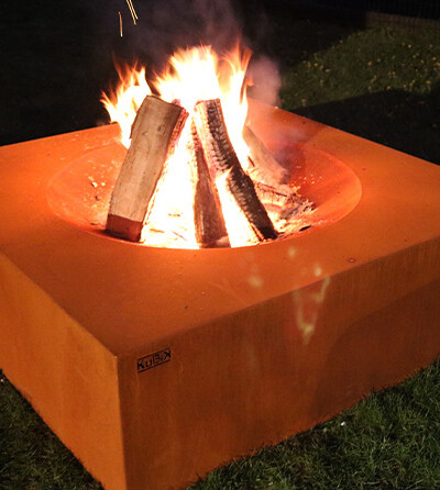 Table de feu en Acier Corten - Kubik Création